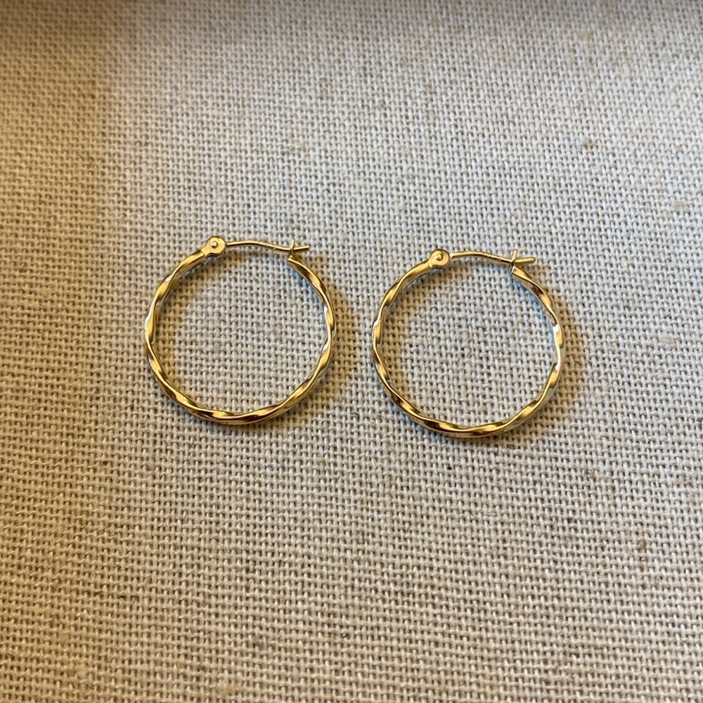 14K Gold Twisted Hoop Earrings